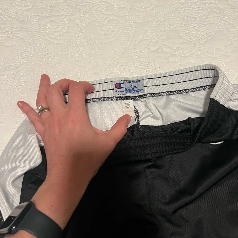 Champion Black and White Boys' Athletic Shorts with Frost Valley Logo